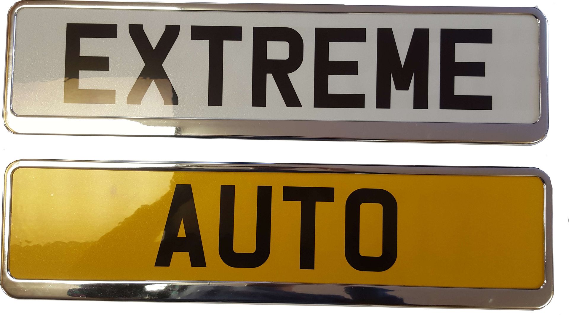 Universal chrome look Number Plate Surrounds Holders car, auto, van